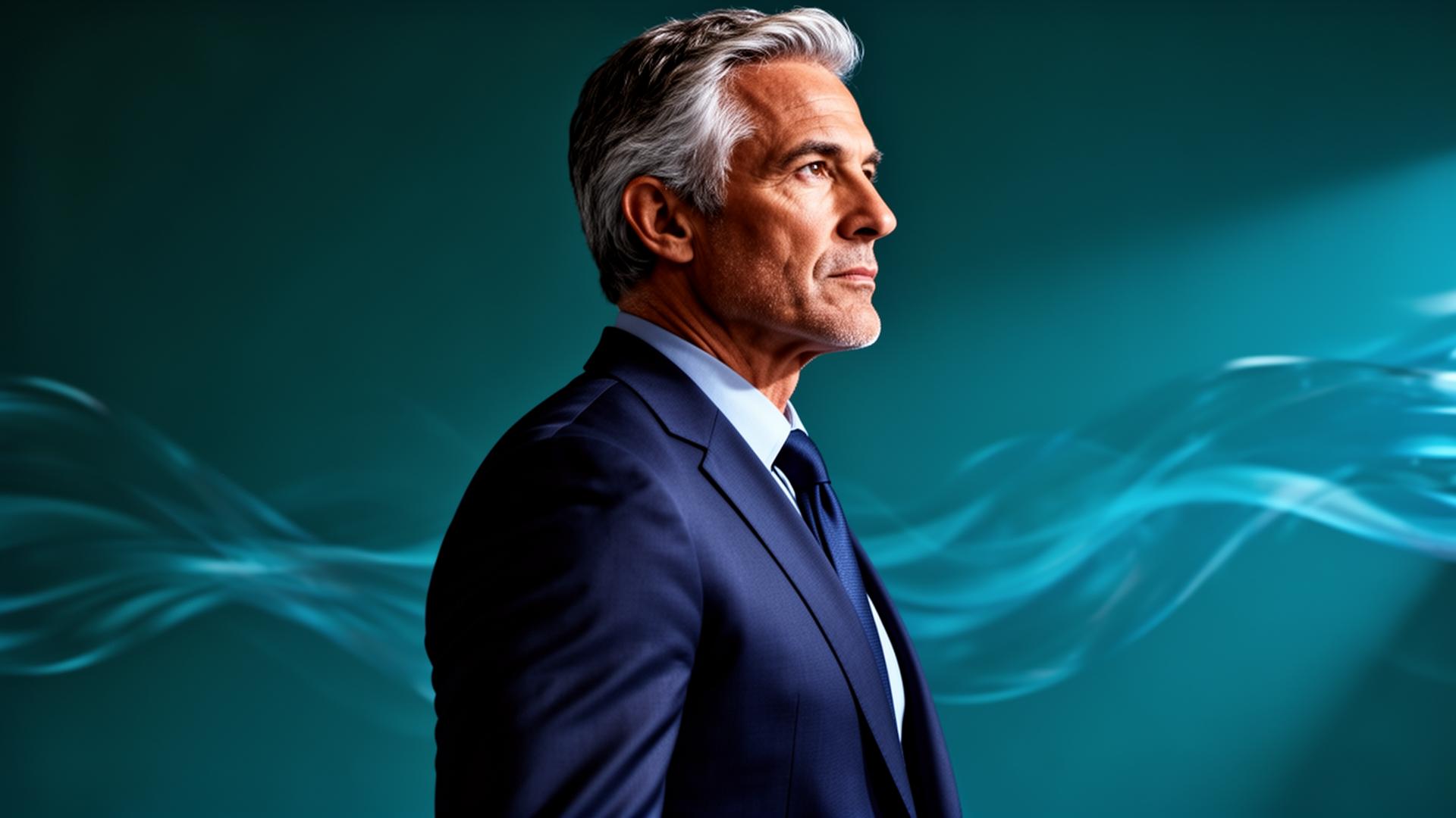 Confident executive standing tall after coaching